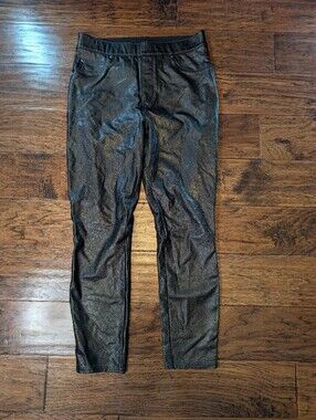 Spanx Faux Leather Shiny Leggings Tights Size Medium Petite